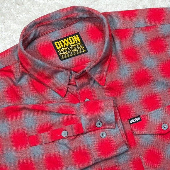 Dixxon Flannel Shirt Mens 4XL Red Gray‎ Shadow Plaid Button Up Form and Function - Picture 1 of 11